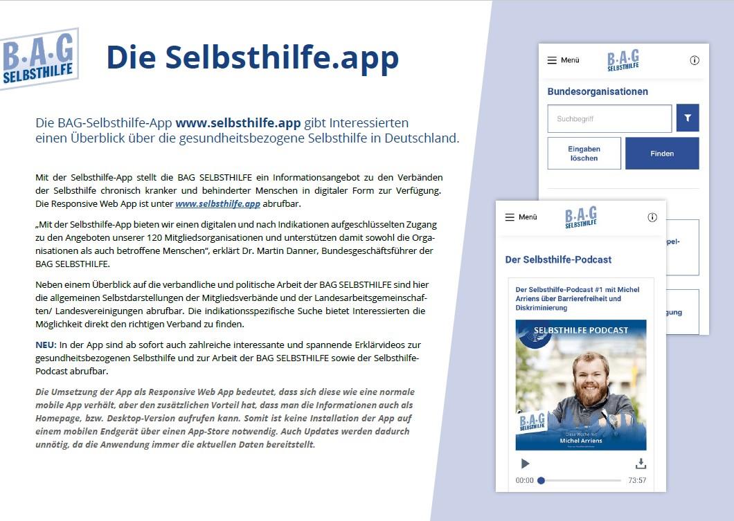 der Flyer zur BAG-Selbsthilfe-App